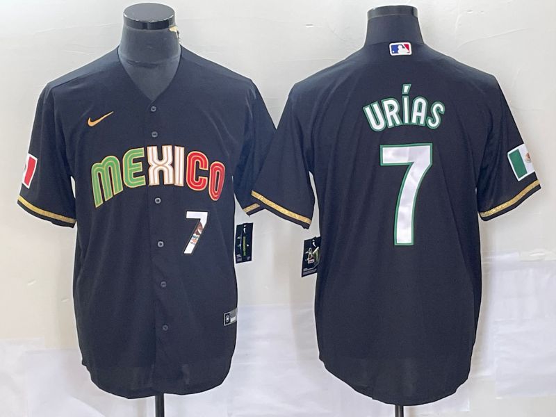 Men 2023 World Cub Mexico 7 Urias Black Nike MLB Jersey style 91816